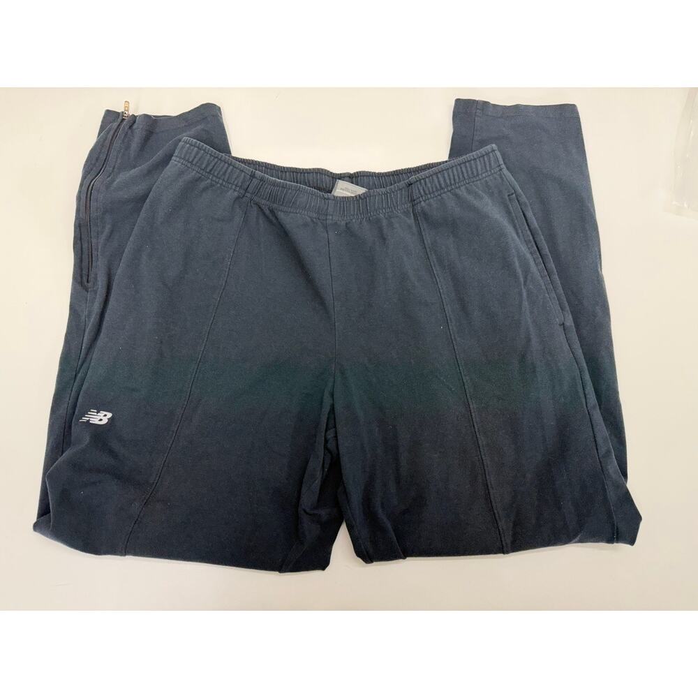 New Balance Mens Sweatpants Size Large Black Pull On Zipper Hem